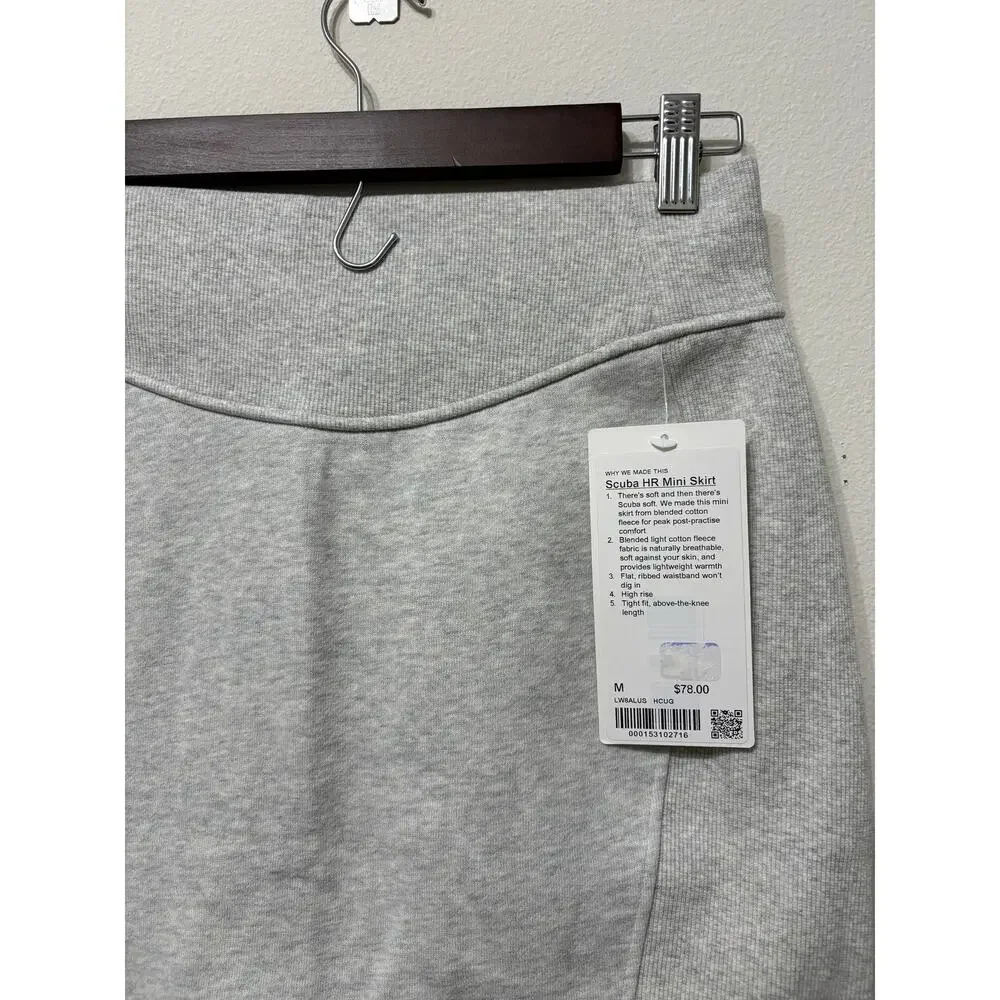 NWT Lululemon Scuba HR Mini Skirt Sz M MSRP $78 Heathered Core Ultra Light Grey